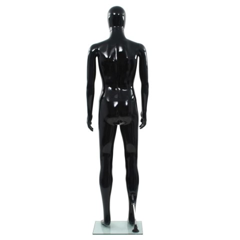 MANEKIN MĘSKI ZE SZKLANĄ PODSTAWĄ CZARNY BŁYSZCZĄCY 185CM