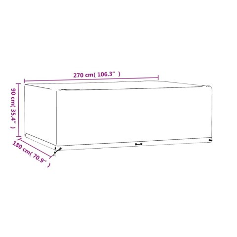 POKROWIEC NA MEBLE OGRODOWE 12 OCZEK 270X180X90CM PROSTOKĄT