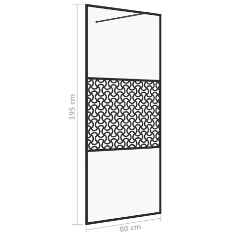 ŚCIANKA PRYSZNICOWA PRZEZROCZYSTE SZKŁO ESG 80X195CM CZARNA