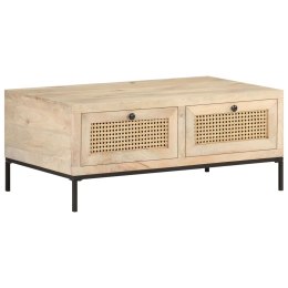 STOLIK KAWOWY 90X50X37CM DREWNO MANGO I NATURALNA TRZCINA