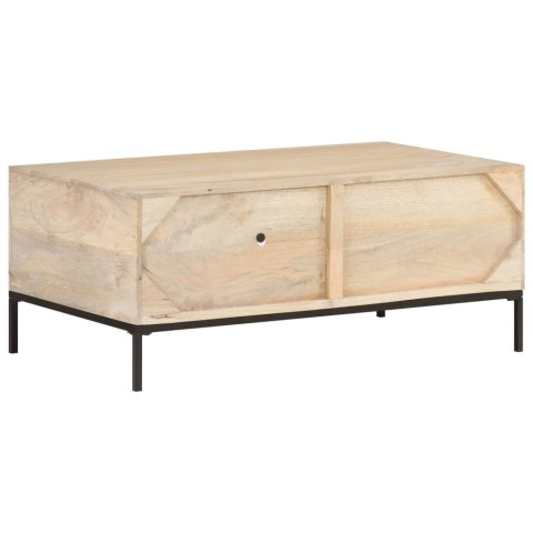 STOLIK KAWOWY 90X50X37CM DREWNO MANGO I NATURALNA TRZCINA