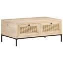 STOLIK KAWOWY 90X50X37CM DREWNO MANGO I NATURALNA TRZCINA