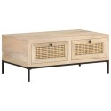STOLIK KAWOWY 90X50X37CM DREWNO MANGO I NATURALNA TRZCINA