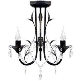 ART NOUVEAU ŻYRANDOL Z KRYSZTAŁKAMI METAL CZARNY 3XE14 ŻARÓWKI