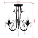 ART NOUVEAU ŻYRANDOL Z KRYSZTAŁKAMI METAL CZARNY 3XE14 ŻARÓWKI