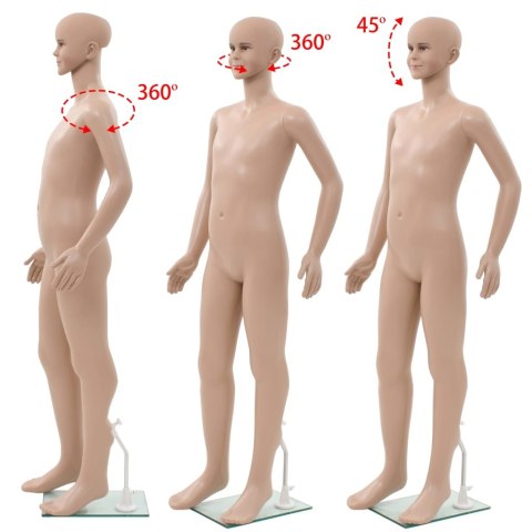 MANEKIN DZIECIĘCY ZE SZKLANĄ PODSTAWĄ BEŻ BŁYSZCZĄCY 140CM