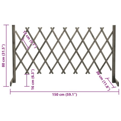 OGRODOWY PŁOT KRATKOWY SZARY 150X80CM LITE DREWNO JODŁOWE