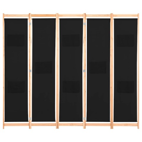 PARAWAN 5-PANELOWY CZARNY 200X170X4CM TKANINA