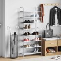 STOJAK NA BUTY Z 8 PÓŁKAMI METAL I WŁÓKNINA SREBRNY