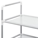 STOJAK NA BUTY Z 8 PÓŁKAMI METAL I WŁÓKNINA SREBRNY