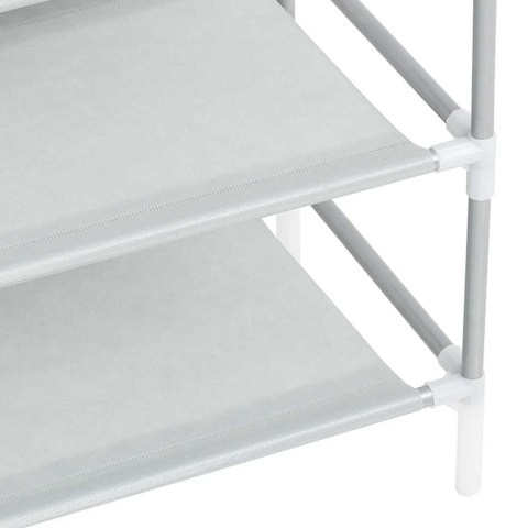 STOJAK NA BUTY Z 8 PÓŁKAMI METAL I WŁÓKNINA SREBRNY