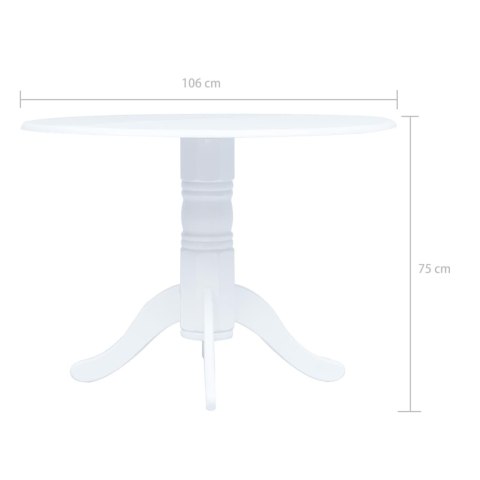 STÓŁ BIAŁY 106CM LITE DREWNO KAUCZUKOWCA