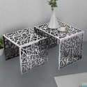 2-CZĘŚCIOWY STOLIK BOCZNY KWADRATOWY Z ALUMINIUM SREBRNY