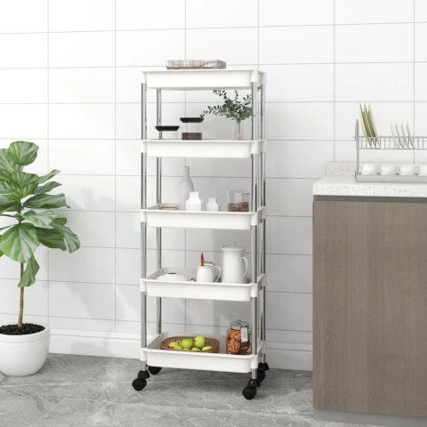 5-POZIOMOWY WÓZEK KUCHENNY BIAŁY 42X29X128CM ŻELAZO I ABS