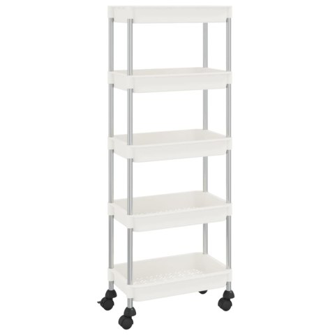 5-POZIOMOWY WÓZEK KUCHENNY BIAŁY 42X29X128CM ŻELAZO I ABS