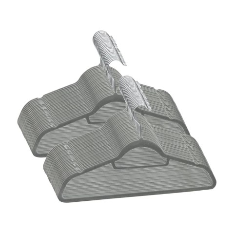50 SZT. WIESZAKÓW NA UBRANIA ANTYPOŚLIZGOWE SZARE AKSAMITNE