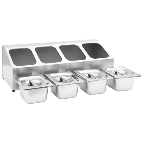 EKSPOZYTOR Z 4 POJEMNIKAMI GN 1/6 STAL NIERDZEWNA
