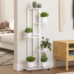 KWIETNIK Z 5 PÓŁKAMI I KÓŁKAMI 44X23X100CM BIAŁY ŻELAZNY