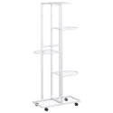 KWIETNIK Z 5 PÓŁKAMI I KÓŁKAMI 44X23X100CM BIAŁY ŻELAZNY