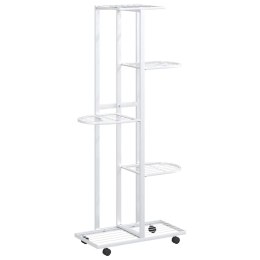 KWIETNIK Z 5 PÓŁKAMI I KÓŁKAMI 44X23X100CM BIAŁY ŻELAZNY