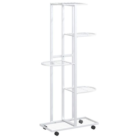 KWIETNIK Z 5 PÓŁKAMI I KÓŁKAMI 44X23X100CM BIAŁY ŻELAZNY