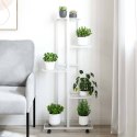 KWIETNIK Z 5 PÓŁKAMI I KÓŁKAMI 44X23X100CM BIAŁY ŻELAZNY
