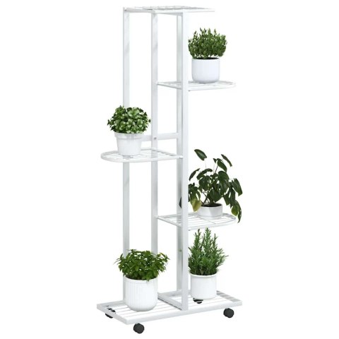KWIETNIK Z 5 PÓŁKAMI I KÓŁKAMI 44X23X100CM BIAŁY ŻELAZNY