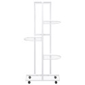 KWIETNIK Z 5 PÓŁKAMI I KÓŁKAMI 44X23X100CM BIAŁY ŻELAZNY