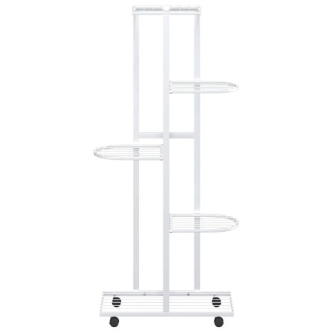 KWIETNIK Z 5 PÓŁKAMI I KÓŁKAMI 44X23X100CM BIAŁY ŻELAZNY