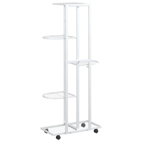 KWIETNIK Z 5 PÓŁKAMI I KÓŁKAMI 44X23X100CM BIAŁY ŻELAZNY