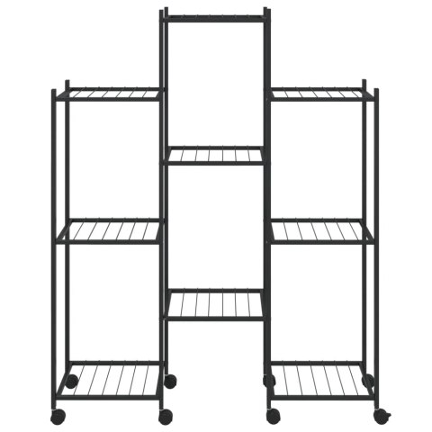 KWIETNIK Z KÓŁKAMI 83X25X103,5CM CZARNY ŻELAZNY