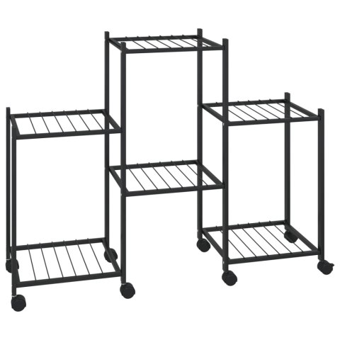 KWIETNIK Z KÓŁKAMI 83X25X63,5CM CZARNY ŻELAZNY