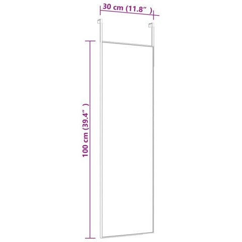 LUSTRO NA DRZWI CZARNE 30X100CM SZKŁO I ALUMINIUM
