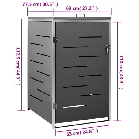 OSŁONA NA 1 KOSZ NA ŚMIECI 69X77,5X115CM STAL NIERDZEWNA