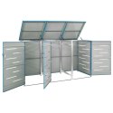 OSŁONA NA 3 KOSZE NA ŚMIECI 207X77,5X115CM STAL NIERDZEWNA