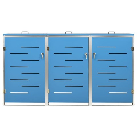 OSŁONA NA 3 KOSZE NA ŚMIECI 207X77,5X115CM STAL NIERDZEWNA