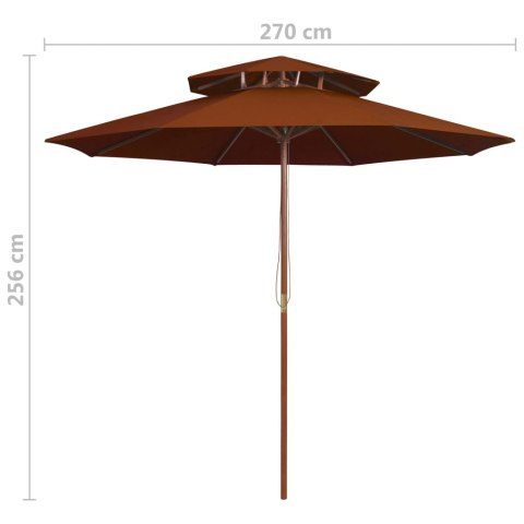 PARASOL OGRODOWY Z DWUPOZIOMOWĄ CZASZĄ TERAKOTA 270CM