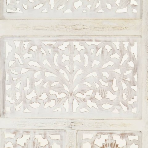 PARAWAN 4-PANELOWY RZEŹBIONY BIAŁY 160X165CM DREWNO MANGO