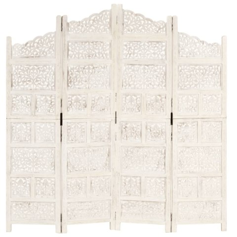 PARAWAN 4-PANELOWY RZEŹBIONY BIAŁY 160X165CM DREWNO MANGO