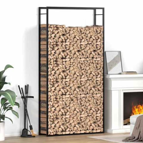 STOJAK NA DREWNO MATOWY CZARNY 110X28X214CM STALOWY