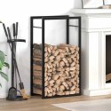 STOJAK NA DREWNO MATOWY CZARNY 50X28X94CM STALOWY