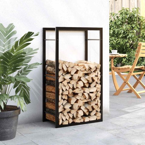 STOJAK NA DREWNO MATOWY CZARNY 50X28X94CM STALOWY