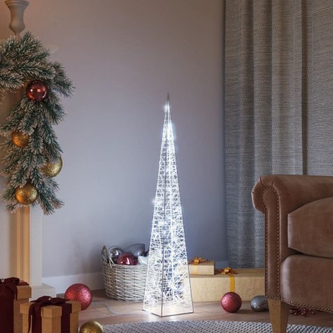 STOŻEK DEKORACYJNY AKRYLOWY ZIMNE BIAŁE LED 90CM