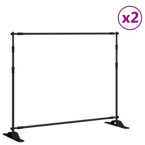 STOJAKI DO TŁA 2 SZT. CZARNE 254X243CM STALOWE