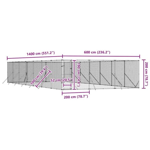 KOJEC ZEWNĘTRZNY DLA PSA 6X14X2 M STAL GALWANIZOWANA