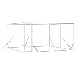 KOJEC ZEWNĘTRZNY DLA PSA SREBRNY 4X4X2 M STAL GALWANIZOWANA