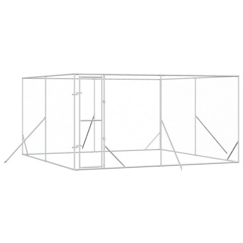 KOJEC ZEWNĘTRZNY DLA PSA SREBRNY 4X4X2 M STAL GALWANIZOWANA