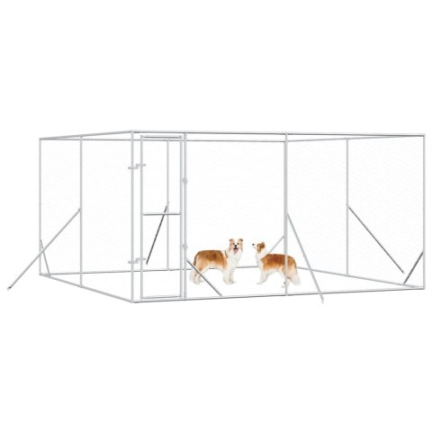 KOJEC ZEWNĘTRZNY DLA PSA SREBRNY 4X4X2 M STAL GALWANIZOWANA