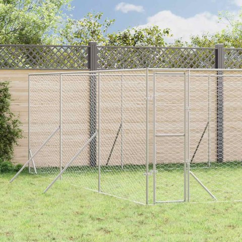 KOJEC ZEWNĘTRZNY DLA PSA SREBRNY 6X6X2 M STAL GALWANIZOWANA