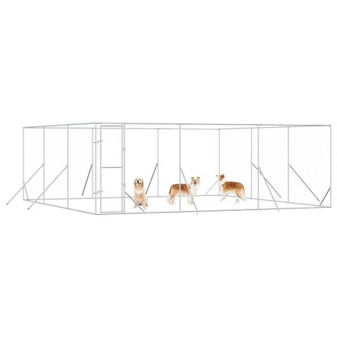 KOJEC ZEWNĘTRZNY DLA PSA SREBRNY 6X6X2 M STAL GALWANIZOWANA